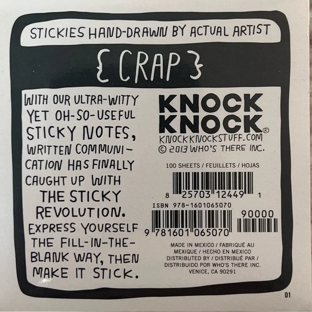 Knock Knock Sticky Notes Notepad Assortment - Set of 5